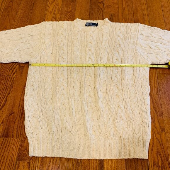 Vintage Polo Ralph Lauren Linen Blend Chunky Cable Knit Sweater Size Large Ivory - Picture 10 of 15